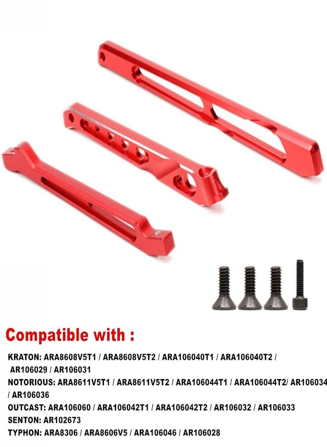 UURCSKY مجموعة دعامات هيكل أمامية وخلفية من الألومنيوم، قطع غيار مُحسّنة لسيارات ARRMA 1/8 KRATON 6S، وNotorious 6S BLX، وOutcast 6S BLX، وTyphon 6S. رقم المنتج: AR320446 ARA320555R (أحمر) - Image 2